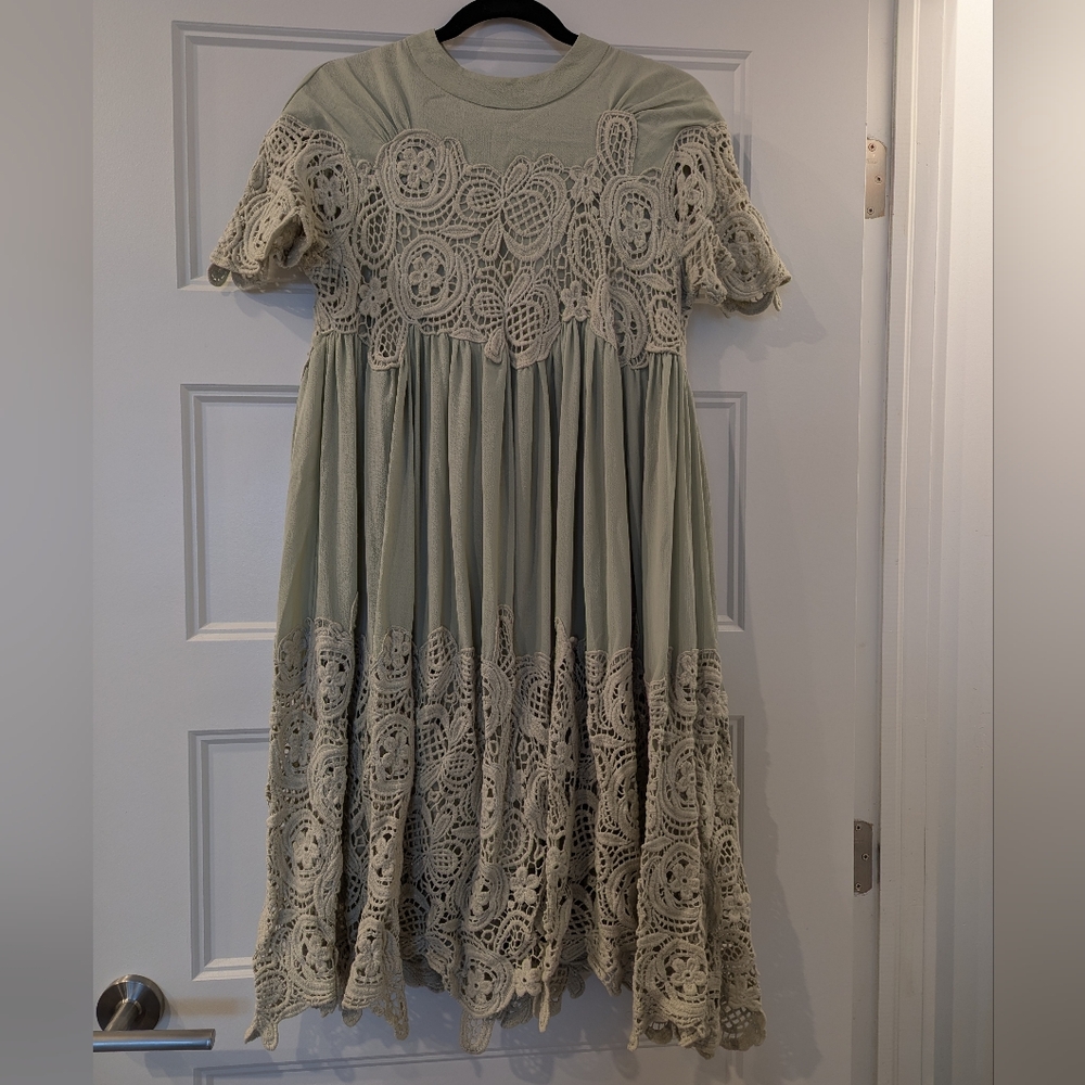 Embroidered Mint Baby doll Dress